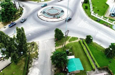Aerial view of Calabar, showing the port, major business districts, and landmarks that contribute to its economy.