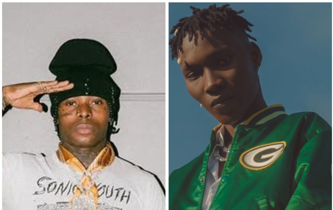 Side-by-side comparison of Nigerian music artists Asake and Zinoleesky, showcasing their careers, net worth, and achievements