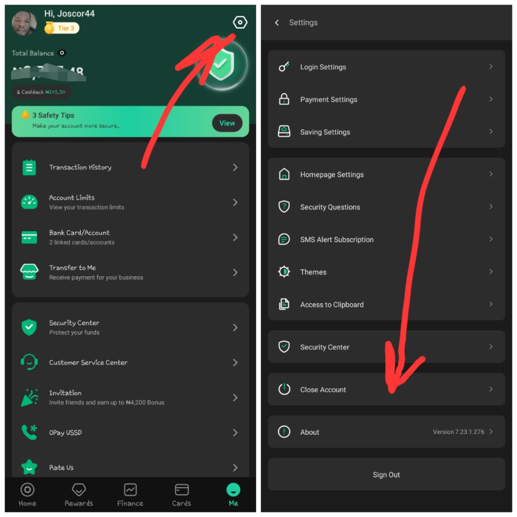How to delete transaction history on OPay