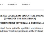FCE Okene Recruitment 2025