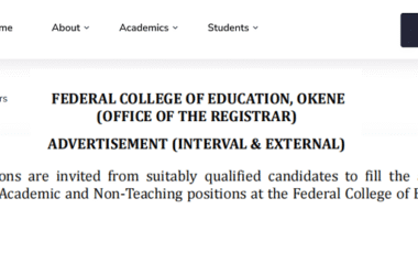 FCE Okene Recruitment 2025
